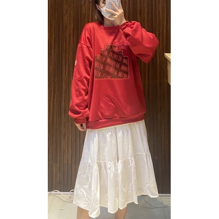 ÁO SWEATER NỈ ĐỎ TÙM LUM SỐ - freesize dài 68cm | BigBuy360 - bigbuy360.vn