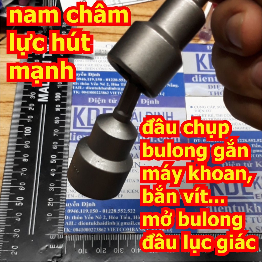 Đầu chụp bulong bu lông gắn máy khoan, bắn vít...mở bulong đầu lục giác size 7mm ~ 19mm loại lớn kde6396