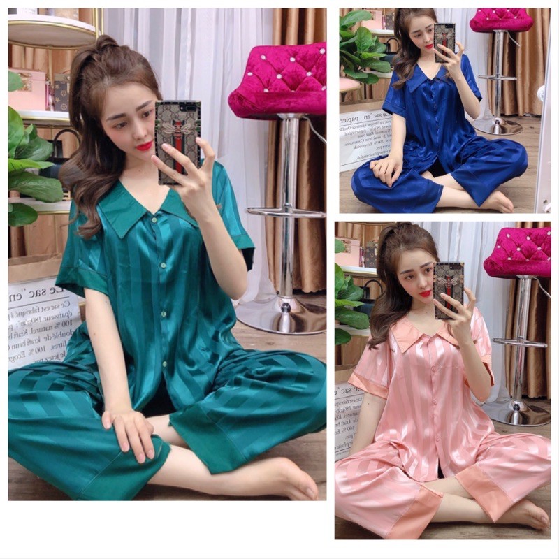 Bigsize 55-100kg Dtn10 đồ ngủ đồ bộ pijama chất lụa gấm