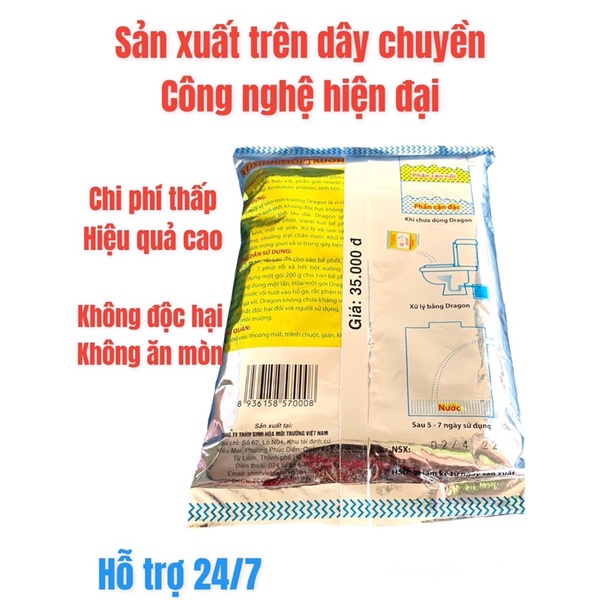Men Xử Lý Bể Phốt Dragon  Khử Mùi Hôi -PHÂN HỦY CHẤT CẶN BÃ.... KHÔNG LO ĐẦY,TẮC BỒN CẦU.