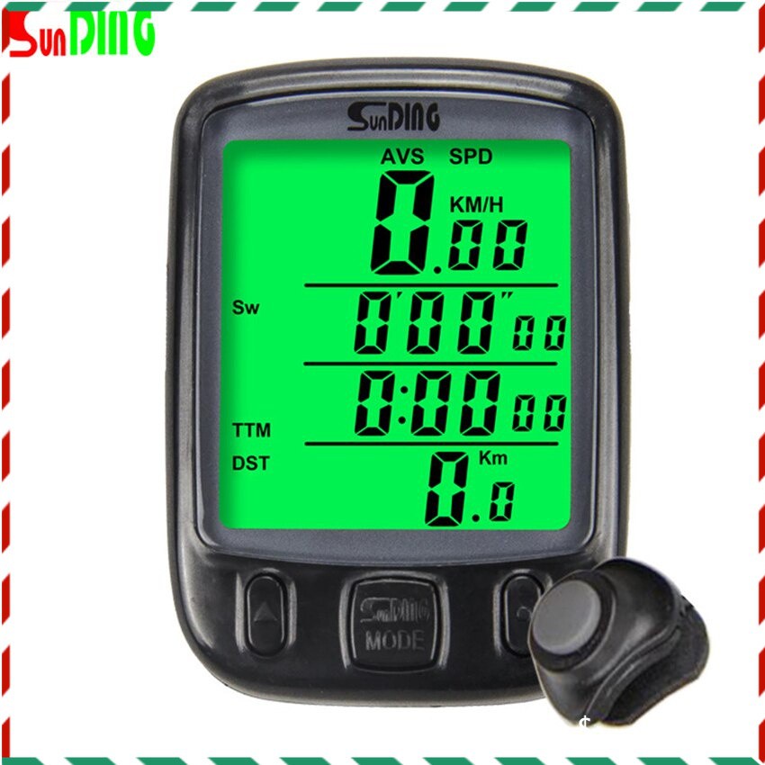 Đồng Hồ Đo Tốc Độ Không Dây Sunding SD 563C Với Màn Hình LCD SD 563A Màu Xanh Lá Dành Cho Xe Đạp
