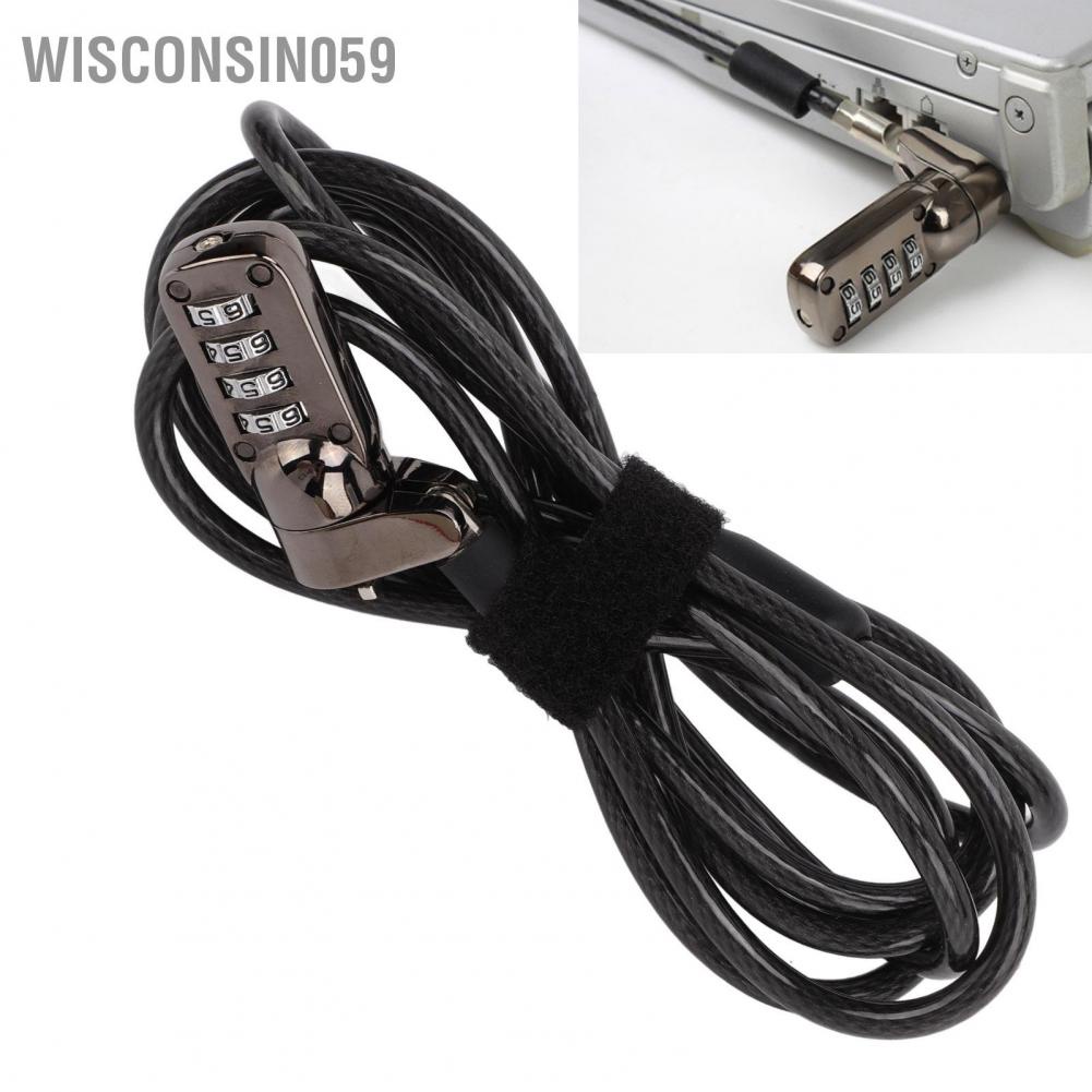 Wisconsin059 Computer Combination Cable Lock 4 Digit Password Universal Resettable Anti Theft for PC Desktop Projector LCD