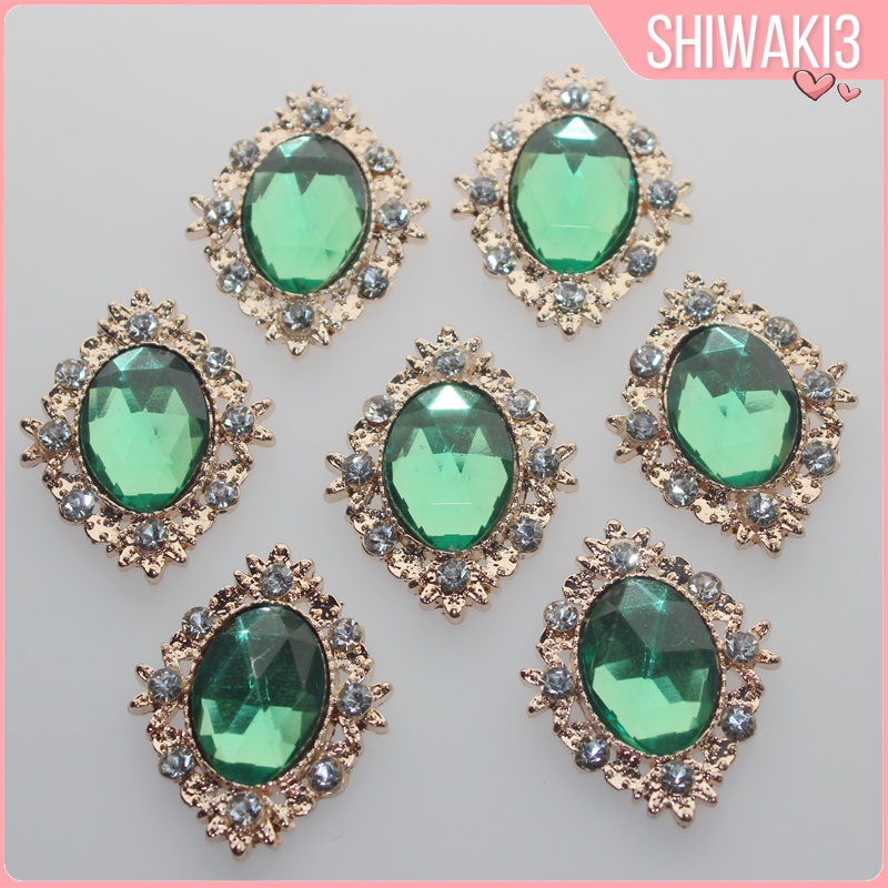 Set 10 Nút Thắt Lưng Dẹt Đính Đá Kim Cương Giả Màu Vàng Làm Đồ Thủ Công Đa Ứng Dụng