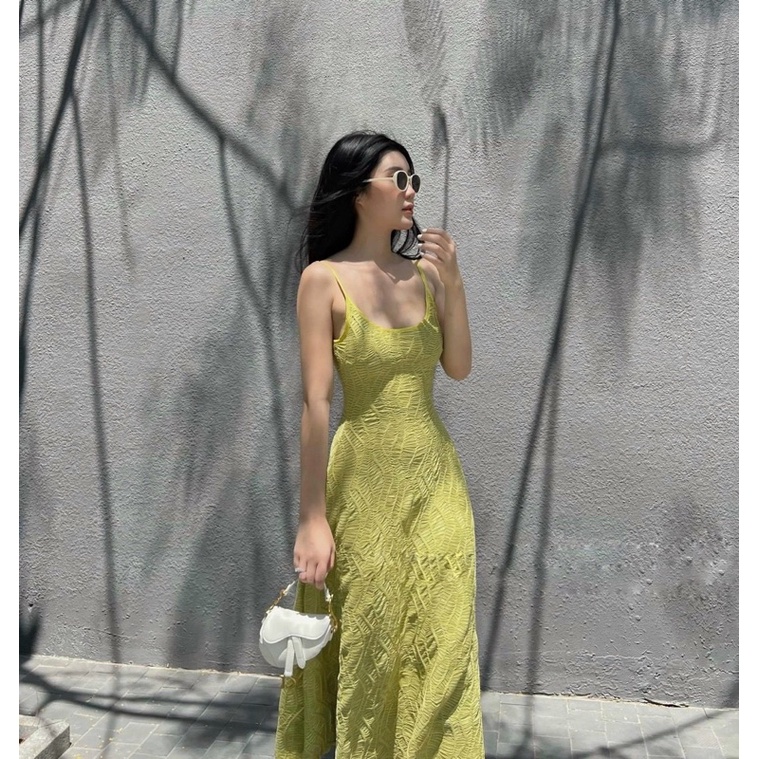 Đầm maxi thun 2 dây trắng đen nâu