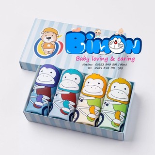 Combo Hộp 4 Quần Sịp Bé Trai Cotton 4 Chiều Hình Ngộ Nghĩnh