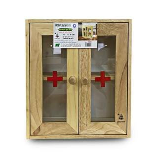 Tủ đựng y tế 2 cánh gỗ đức thành – tủ y tế cửa mica gỗ đức thành mã 40241