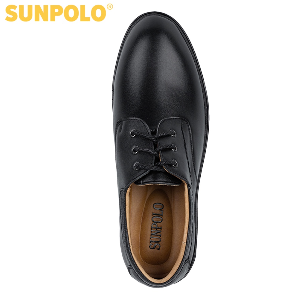 Giày nam Da bò cao cấp SUNPOLO phong cách vintage, retro Màu Đen - buộc dây - XIPO02
