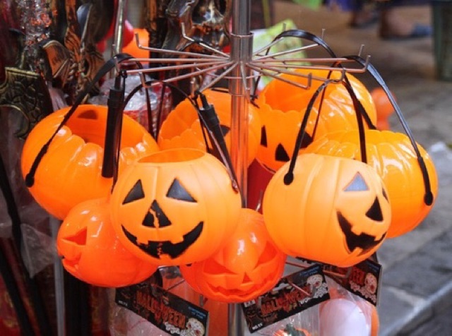 Giỏ bí ngô halloween có quai xách/ giỏ bí Ngô