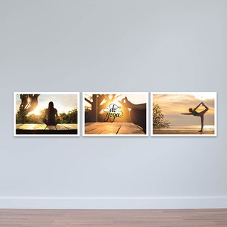 Bộ 3 tranh Yoga nghệ thuật “Sức khỏe và tinh thần tươi trẻ” | Tranh thiền đẹp T3271