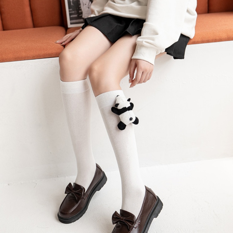 Vớ Cao Đến Đầu Gối In Họa Tiết Gấu Trúc 3D Nhồi Bông Dễ Thương Phong Cách Nhật Bản Dành Cho Nữ