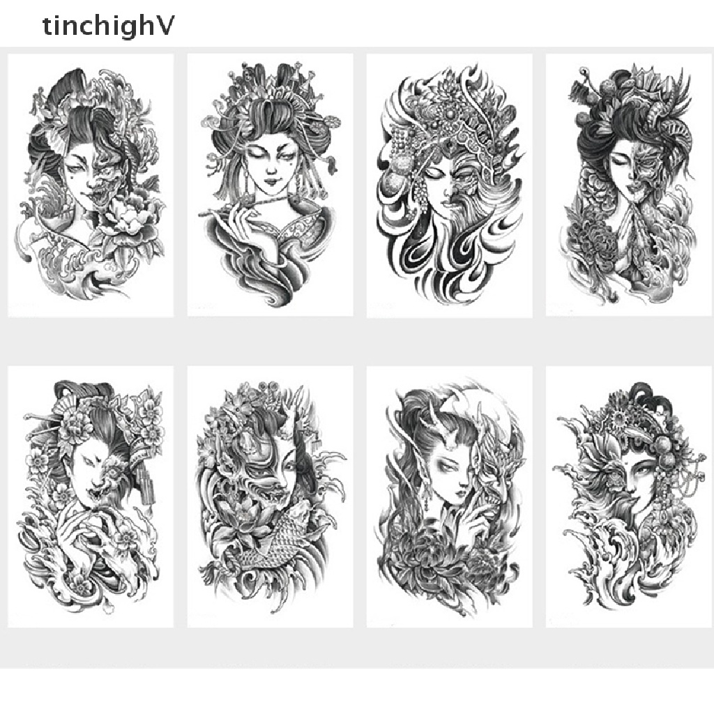 Hình Xăm Dán Tạm Thời Hình Đầu Lâu Màu Đen Quyến Rũ Chống Nước