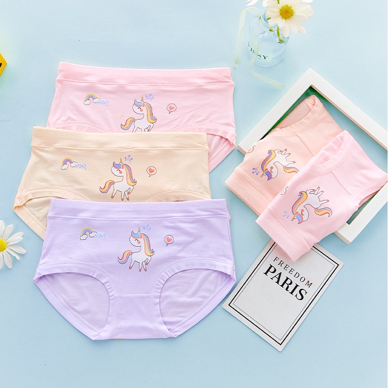 Bộ 2 Quần lót bé gái dạng tam giác cao cấp - quần lót trẻ em Cotton kháng khuẩn ngừa viêm nhiễm 15 - 40kg