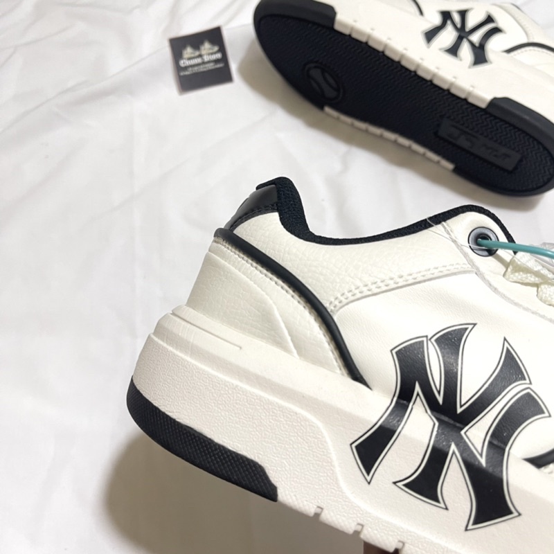 Giày MLB liner NY chunky ofwhite đế cao trắng đen cao cấp, giày MC QUEEN NY trắng kẻ đen mới