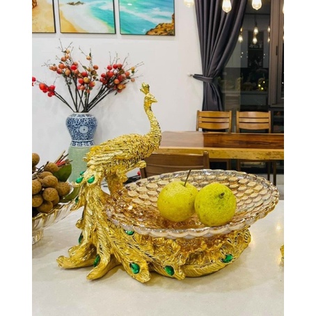 đĩa đựng hoa quả cao cấp. dĩa đựng trái cây phượng hoàng. đĩa đựng trái cây chim công cao cấp. đĩa chim công cao cấp