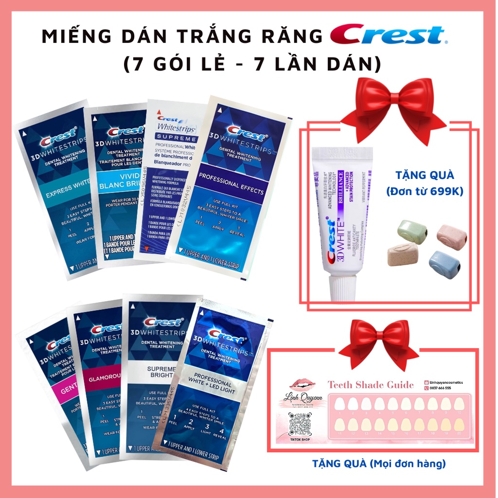 Miếng dán trắng răng Crest 3D White - Combo 7 ngày
