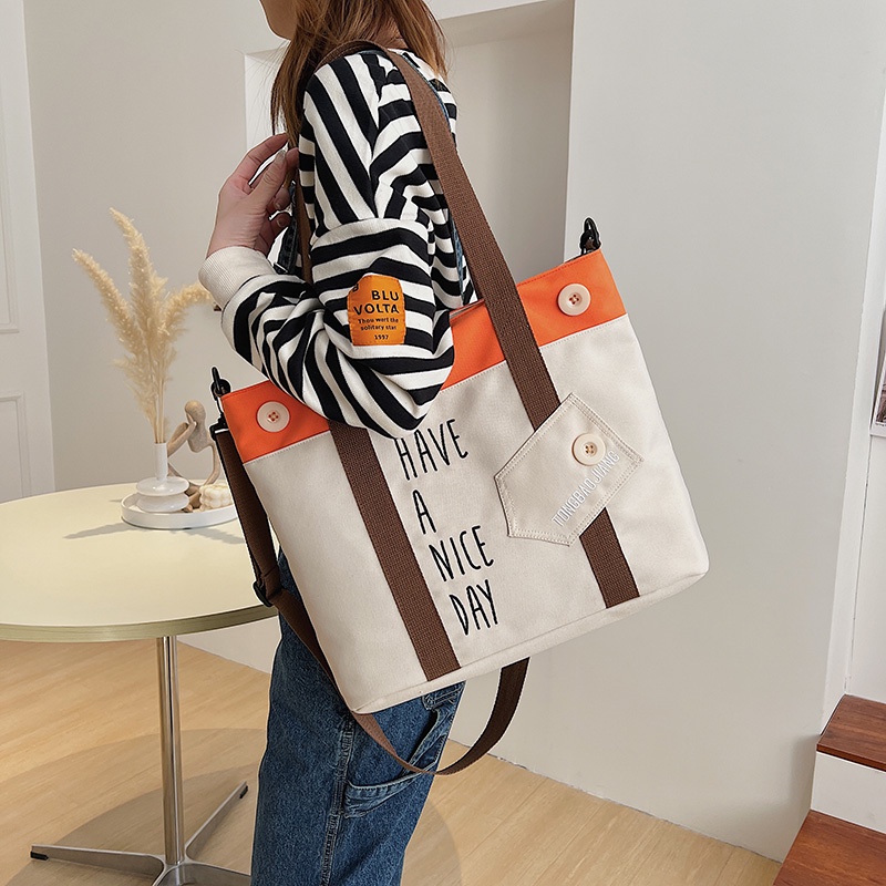 Túi Vải Canvas Đeo Vai Phong Cách Trẻ Trung Dành Cho Nữ