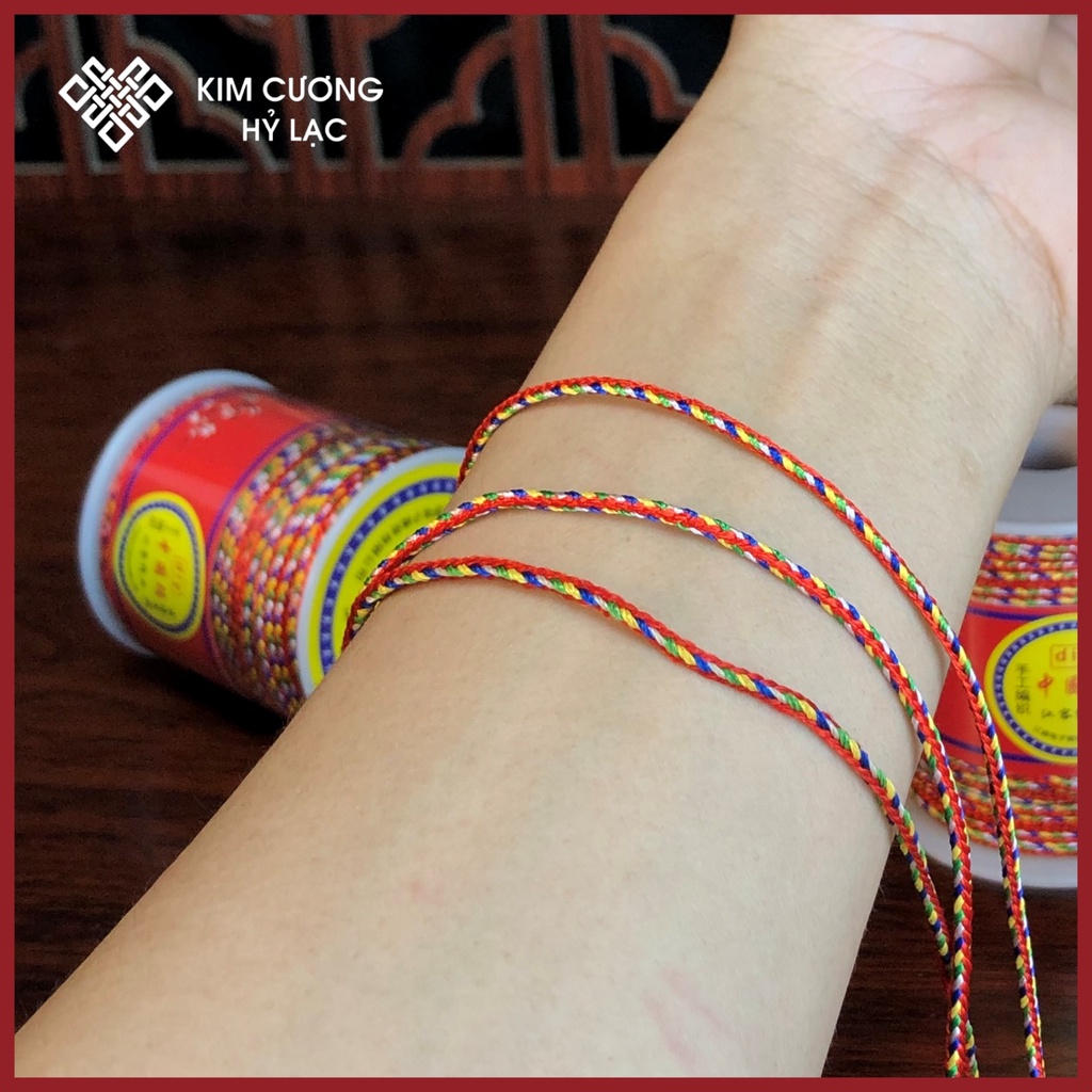 Chỉ Ngũ Sắc May Mắn [Kim Cương Hỷ Lạc] Tết Vòng Tay- Hàng Loại 1