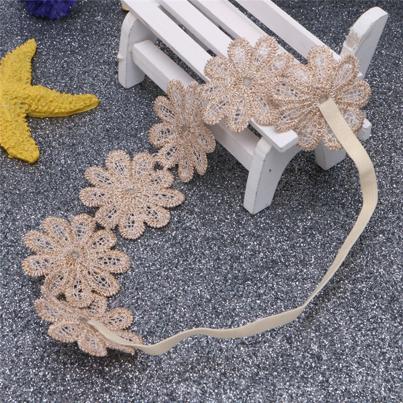 Băng đô cài tóc họa tiết hoa chất co giãn xinh xắn cho bé gái