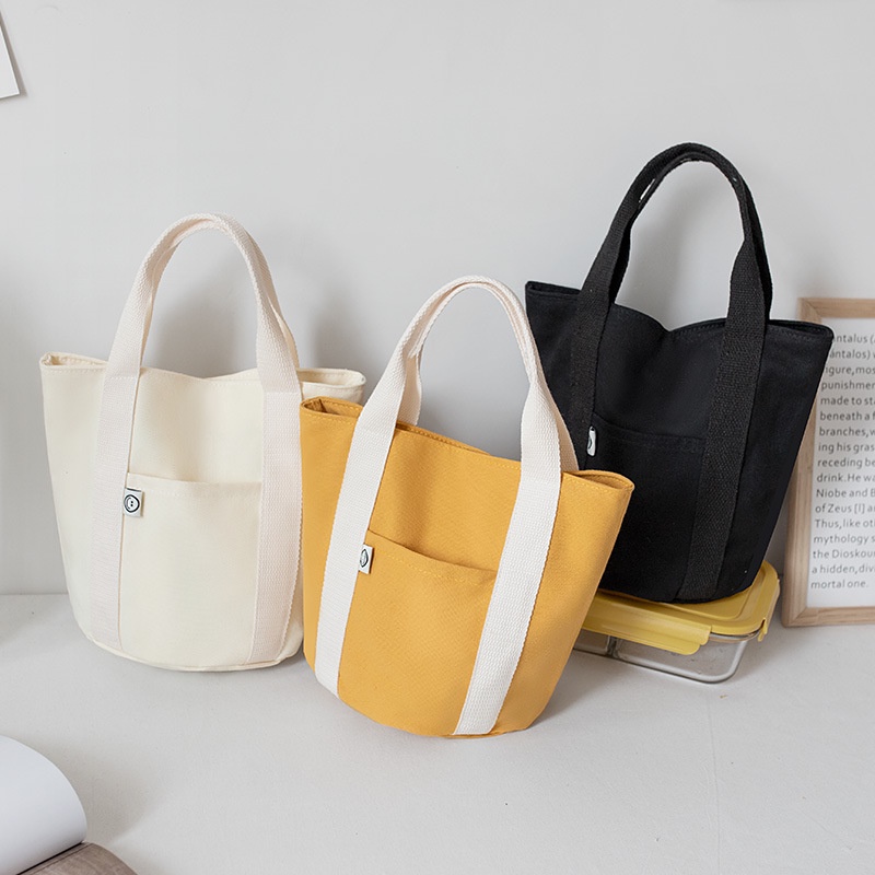 Túi Xách Tay Bằng Vải Canvas Thiết Kế Phong Cách Hàn Quốc Mới Dành Cho Nữ Sinh