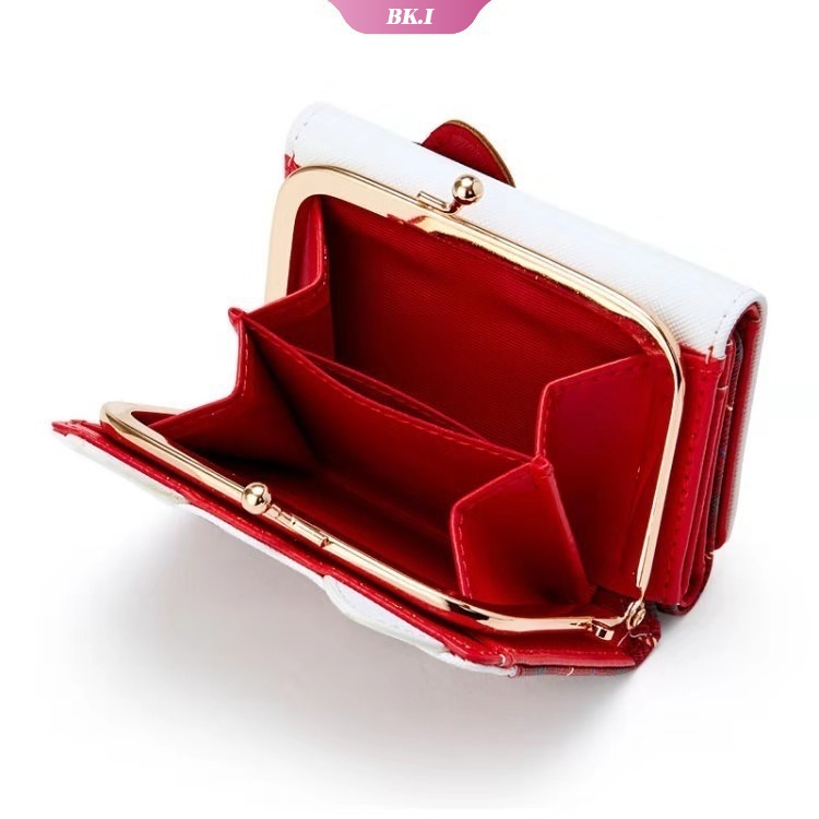 Ví Da PU 11cm Họa Tiết Hoạt Hình My Melody Mèo Cinnamoroll Dễ Thương Có Khóa Kéo