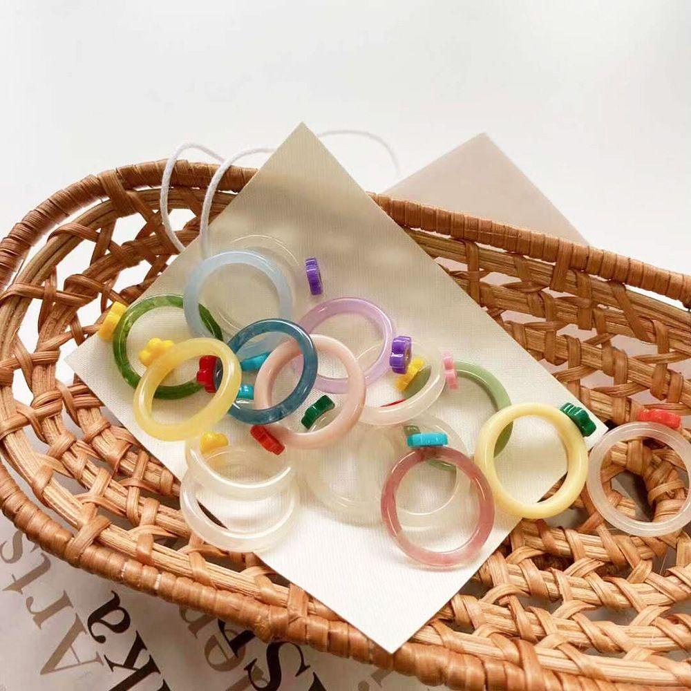 1 Nhẫn Acrylic Trong Suốt Họa Tiết Hoa Nhỏ Xinh Thời Trang Cho Nữ