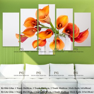 Tranh Bộ Treo Tường Hoa Treo Phòng Khách, Phòng Ngủ Hiện Đại, Sang Trọng (Bộ nhỏ)- Khung Hình Phạm Gia PGLMN30