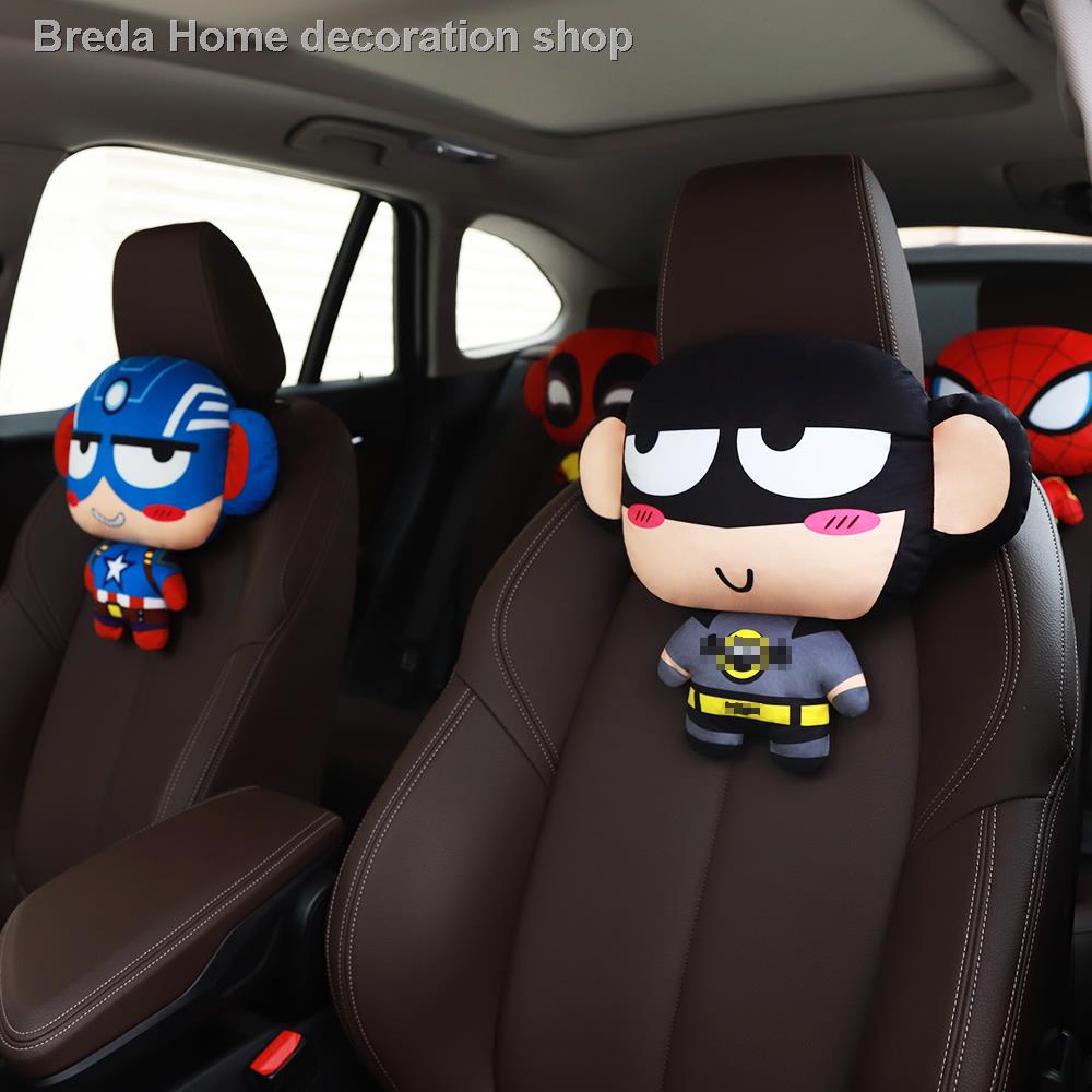 Gối tựa đầu/Gối tựa lưng/Vỏ bọc dây đai an toàn hình siêu anh hùng hoạt hình dễ thương cho xe hơi