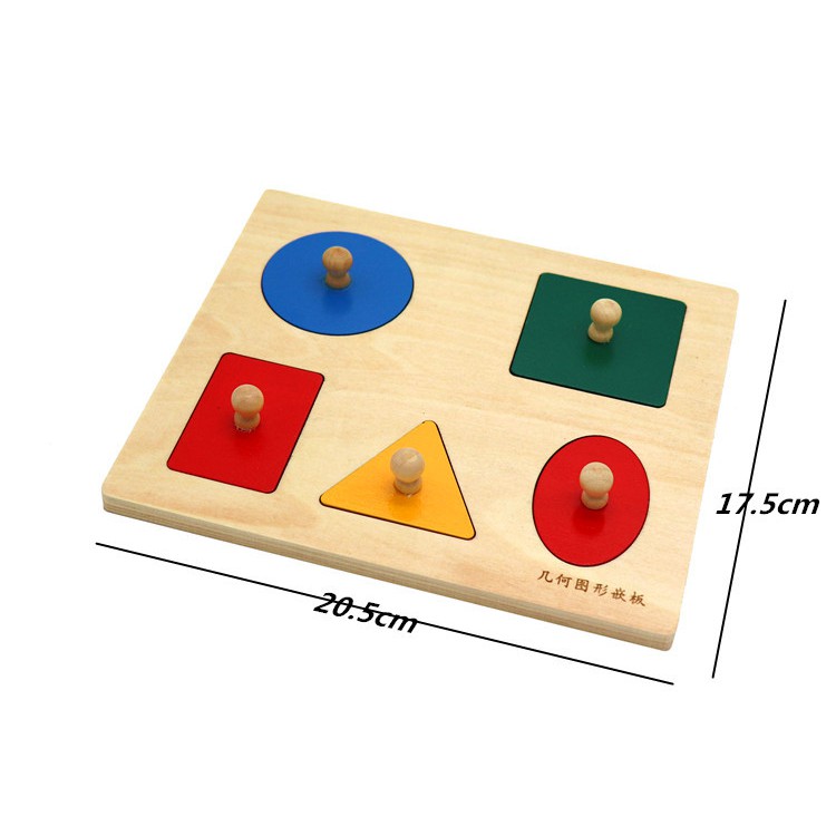 Giáo cụ Montessori Bảng hình học có núm cầm