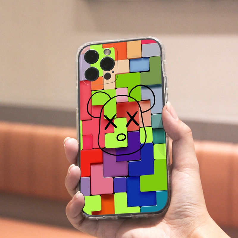 Ốp lưng iphone Ốp điện thoại SUNTAIHO silicone dẻo kiểu khối xếp hình cầu vồng mắt trần 6D cho iPhone 13 Pro Max 11 Pro 12 Pro Max