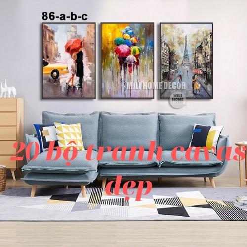 Tranh treo tường, bộ trannh canvas 3 tấm treo phòng khách, phòng ngủ, phòng bếp