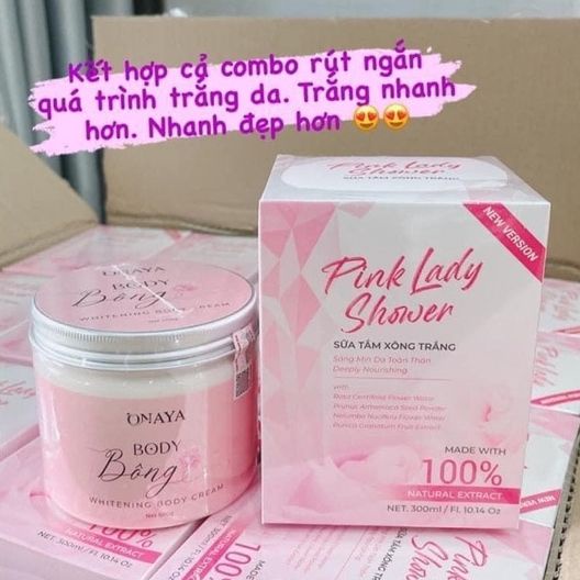 COMBO BODY BÔNG ONAYA VÀ SỮA TẮM XÔNG TRẮNG PINK [Đồng hành mùa Sale ]