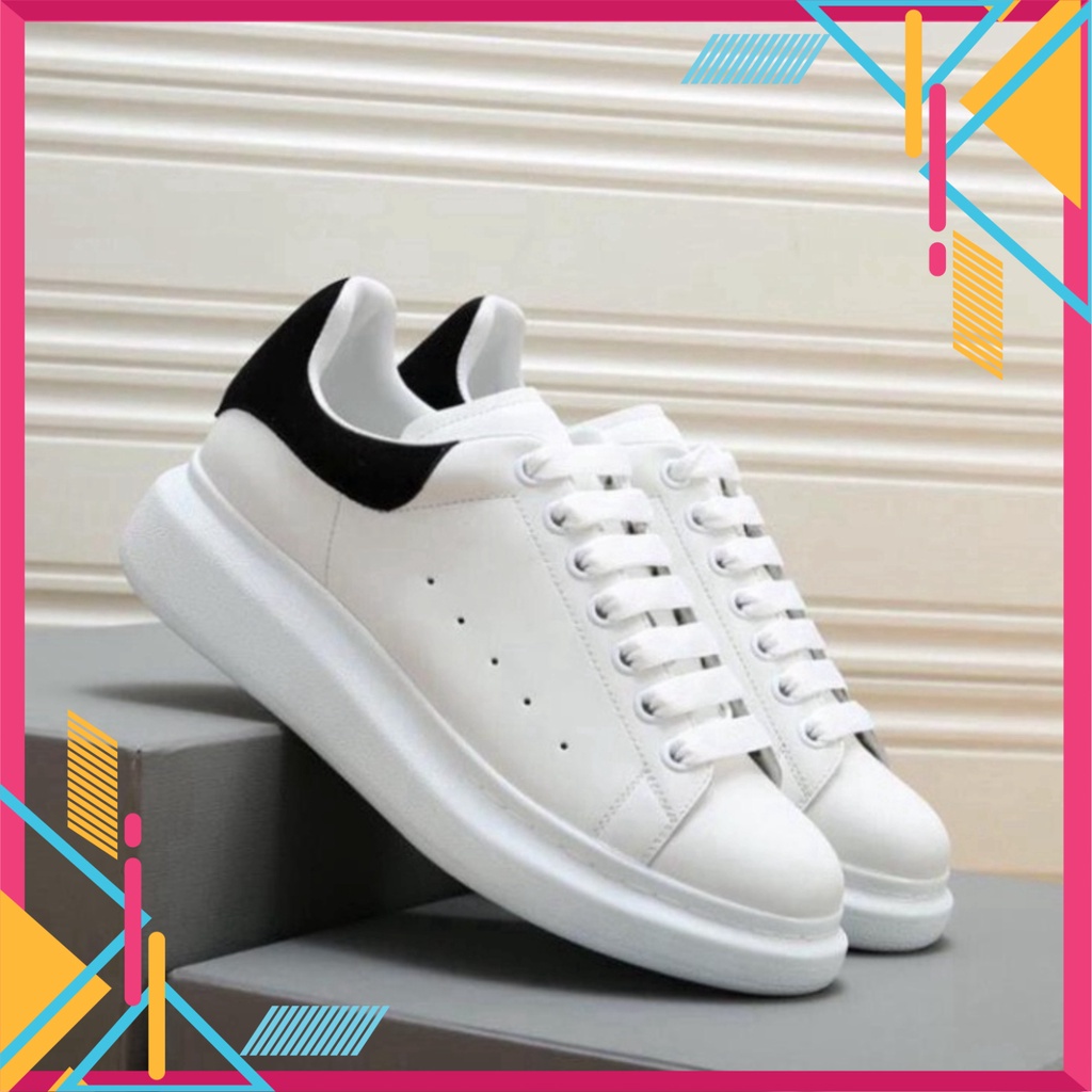 Giày Mc Queen MCQ Nam Nữ Trắng Cổ Thấp Gót Nỉ Đen Đế Khâu Bản Trung Full Box Bill | BigBuy360 - bigbuy360.vn