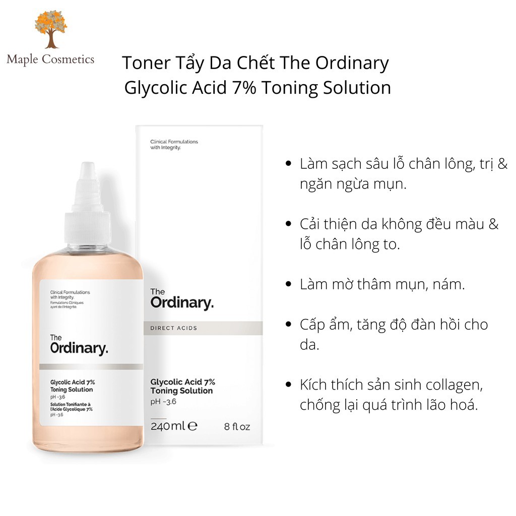 (BẢN CANADA) Toner tẩy da chết 240ml Glycolic Acid 7% Toning Solution The Ordinary 5.0