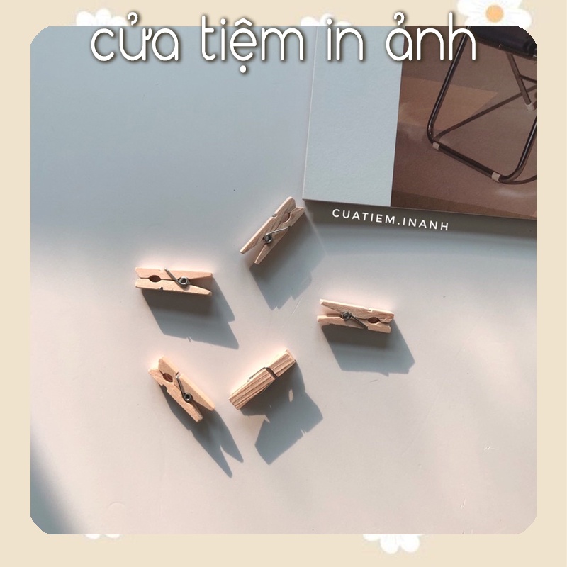 Set 10 Kẹp Gỗ Treo Ảnh Trang Trí, Tặng Kèm Dây Treo