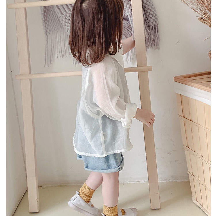 Áo Khoác Cardigan Chống Nắng Vải Cotton Thoáng Khí Thời Trang Mùa Hè Cho Bé Gái