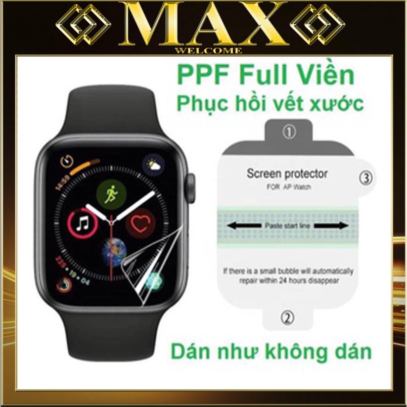 Miếng dán PPF màn hình dành cho đồng hồ thông minh 38/40/42/44mm cao cấp full màn hình, siêu mỏng, chất liệu tự phục hồi