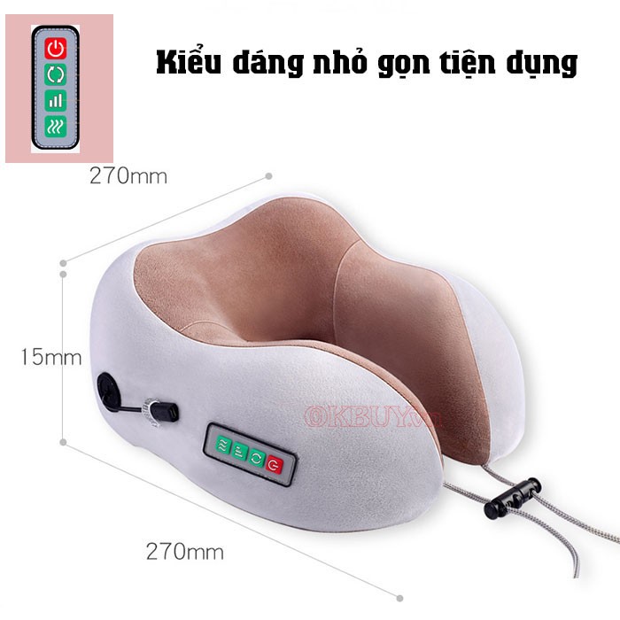 Gối ngủ massage chữ U điều trị đau mỏi cổ khi đi máy bay, tàu xe YIJIA YJ-818