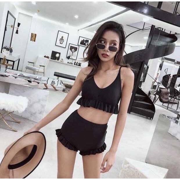 Bikini Yếm Viền Bèo Ba Màu, Set Bộ Đồ Bơi Nữ Thắt Dây Lưng  Dễ Thương [Ảnh Chụp Thật] - OS027