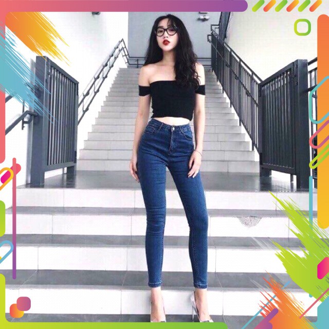 (Size Đại 32~36) Quần Dài Jean Trơn Xanh Đá Đậm - Hàng Vnxk Siêu Co Giãn- Phom TO