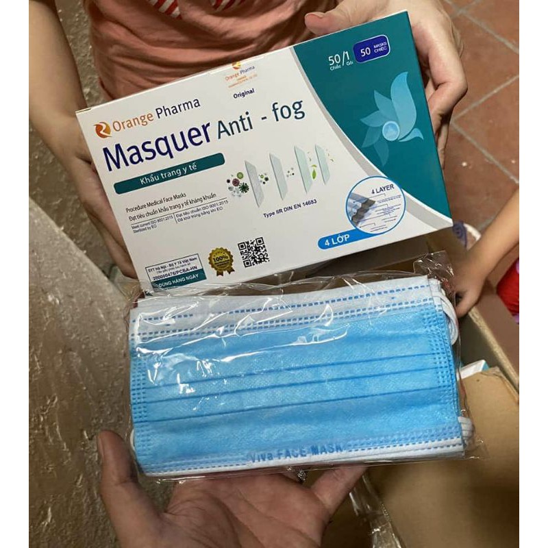 1 Hộp 50 chiếc Khẩu trang y tế 4 lớp kháng khuẩn có giấy chứng nhận | BigBuy360 - bigbuy360.vn