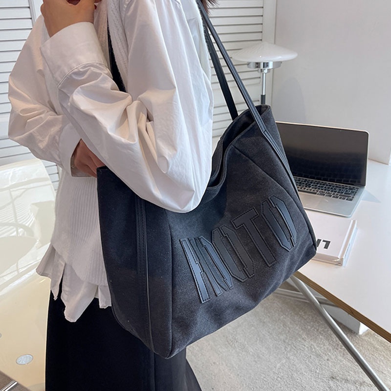 Túi Xách Đeo Vai Vải Bạt Ngăn Chứa Rộng Thời Trang Nữ Sành Điệu