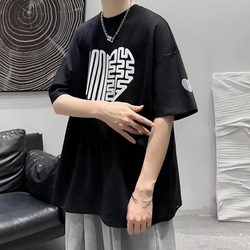 Áo Thun Mùa Hè Dáng Suông In Họa Tiết Chữ Thời Trang Phong Cách Hàn Quốc Cho Nam size M-8XL