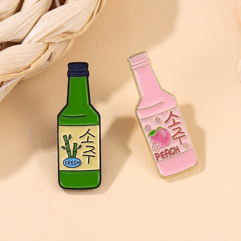 Ghim Cài Áo Hình Chai Nước Ngọt / Soda / Đào Hoạt Hình Tráng Men Dễ Thương Sáng Tạo Làm Quà Tặng