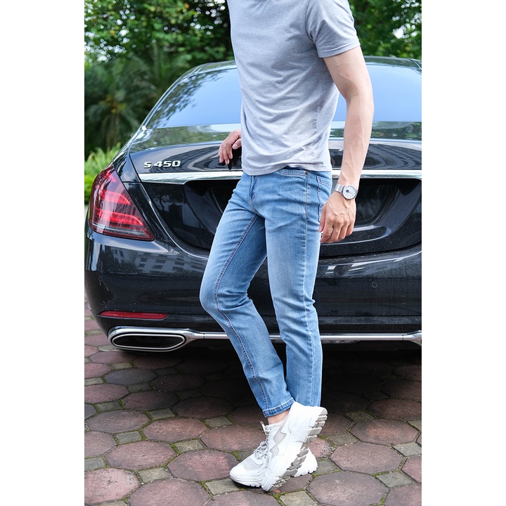 Quần jean nam dáng ôm H90 cao cấp màu xanh chàm chất co giãn trẻ trung J077 | BigBuy360 - bigbuy360.vn