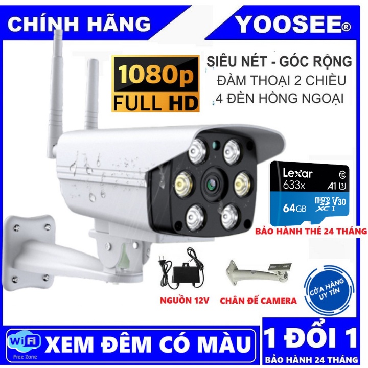 Camera Wifi Yoosee Ngoài Trời 3.0Mpx - Tiếng Việt - Đàm Thoại 2 Chiều - Cảnh Báo Chuyển Động [Bảo Hành 2 Năm]