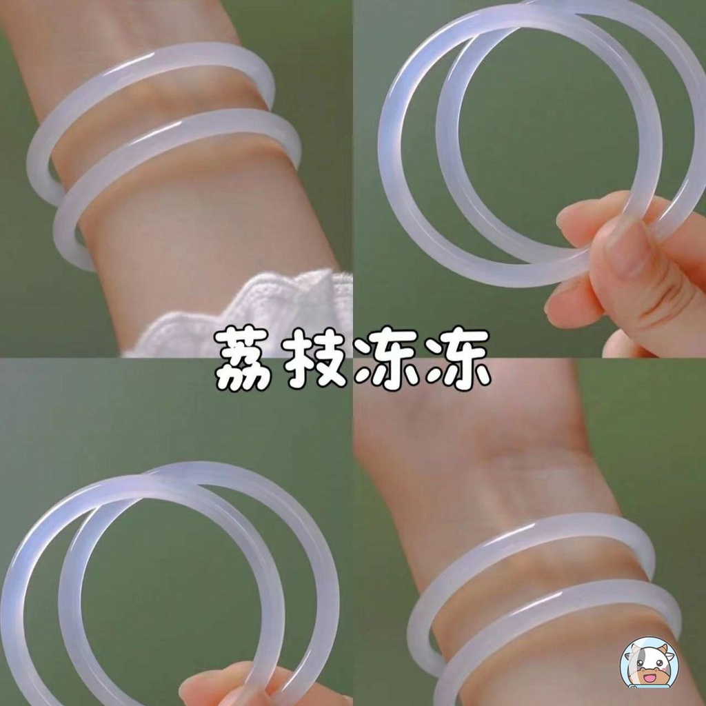 Vòng Tay Nữ Đính Đá Ngọc Bích Giả Màu Xanh Sữa Thời Trang