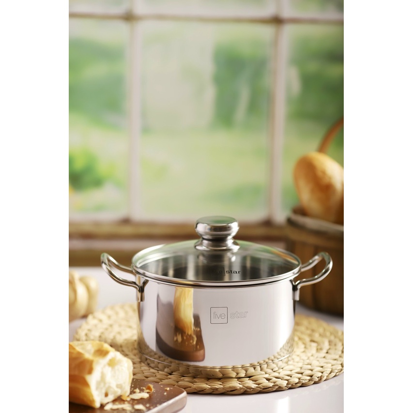 Nồi 3 đáy inox 430 FIVESTAR Thân cao 16/18/20/24 cm Nấu được bếp từ, hàng chính hãng BẢO HÀNH 5 NĂM