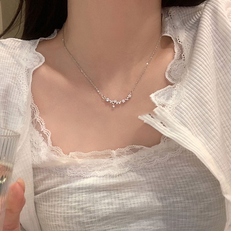Vòng Cổ Nữ Sợi Mảnh Thanh Lịch Phong Cách Dế Thương Xinh Xắn Màu Bạc V153