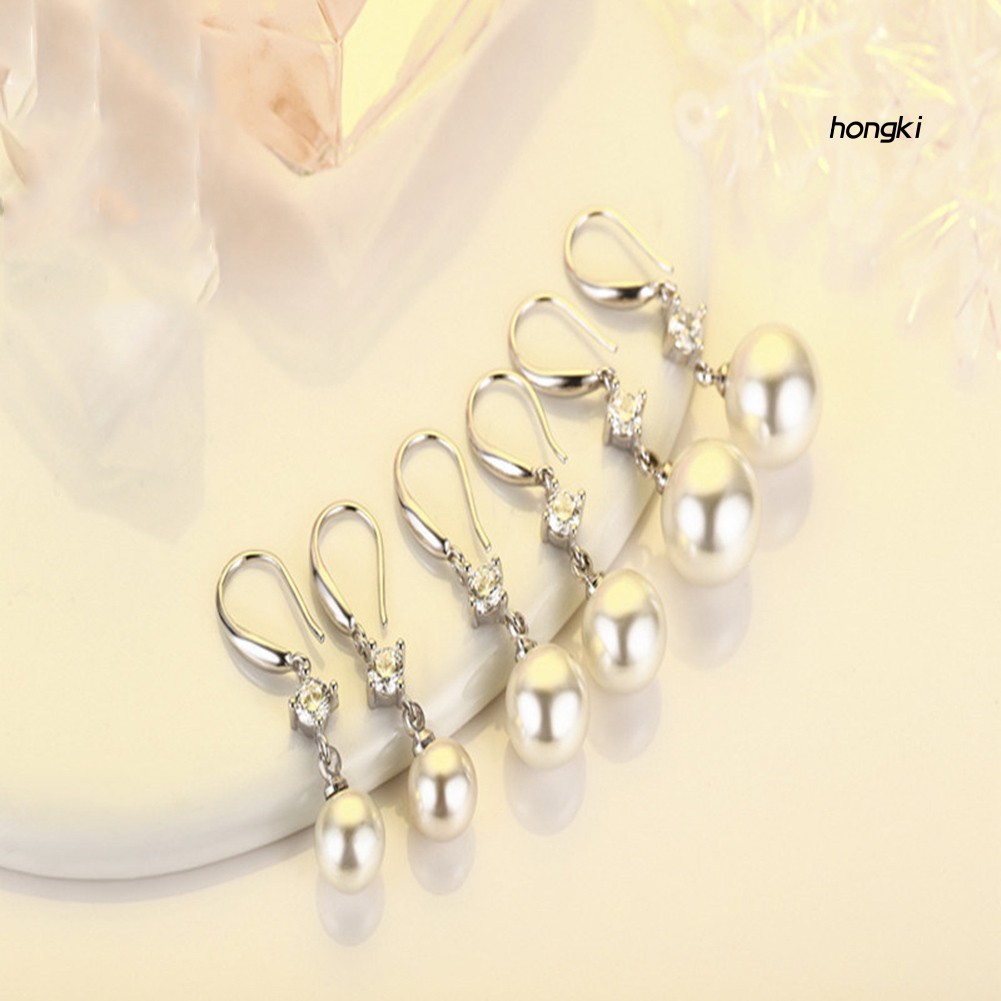 Đôi Bông Tai Dáng Dài Đính Ngọc Trai Nhân Tạo Thời Trang Cho Nữ