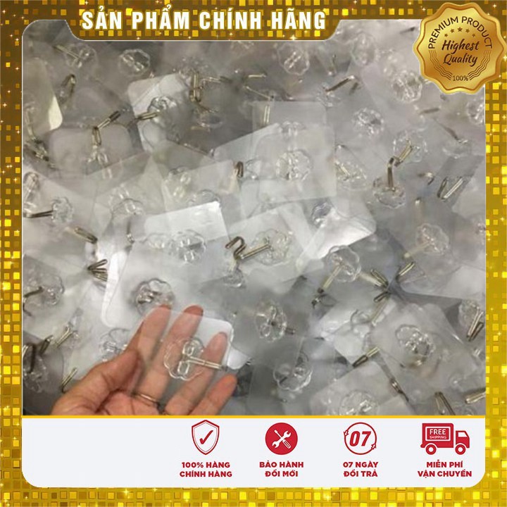 Bán Sỉ Set Móc Treo Trong Suốt Dán Tường Chất Lượng Loại 1 T10 (Max 10Kg)